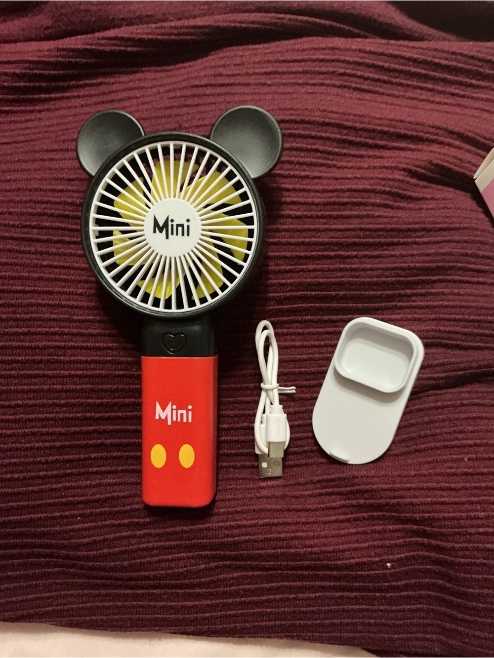 Mini Mickey Ear Portable Handheld Fan - Red & Black